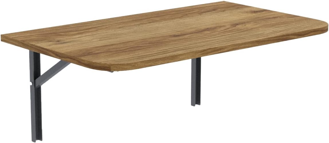 Esstisch Klapptisch Wandklapptisch, Klappbar Faltbar Platzsparend - Abgerundete Ecken - 100cm × 60cm - Urgestein-Eiche, AKKE