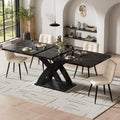 Esstisch, Ausziehbar mit X-Förmige Tischbeine für 4-6 Personen, Esszimmertische Küchentisch mit Unverwechselbare Muster, 120-160 × 80 × 75 cm, Schwarz