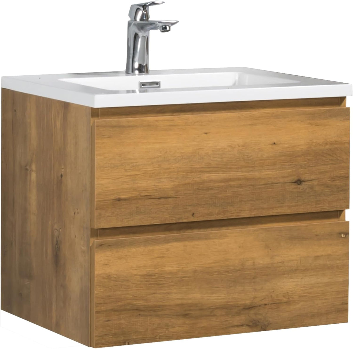 Spültisch, Badezimmer Badmöbel Set Angela 60cm - Eiche - Unterschrank Schrank Waschbecken Waschtisch, Badplaats B.V