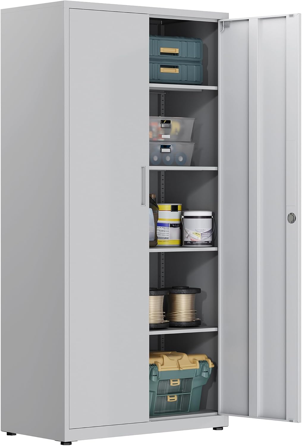 Schrank Akten, 180 × 80 × 40 cm, graues weiß, HOMSTEEL