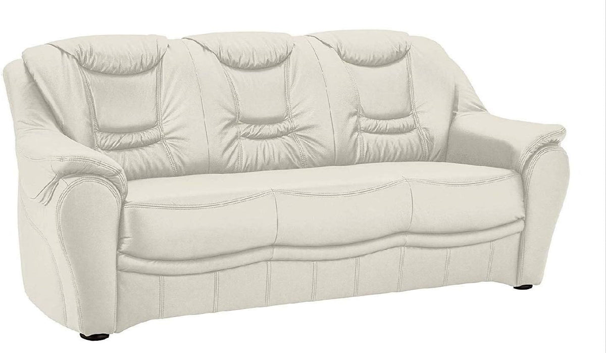 Sofa, 3-Sitzer Bansa mit Federkern/Polstercouch in Leder/198 x 94 x 95/Echtleder Weiß, CAVADORE