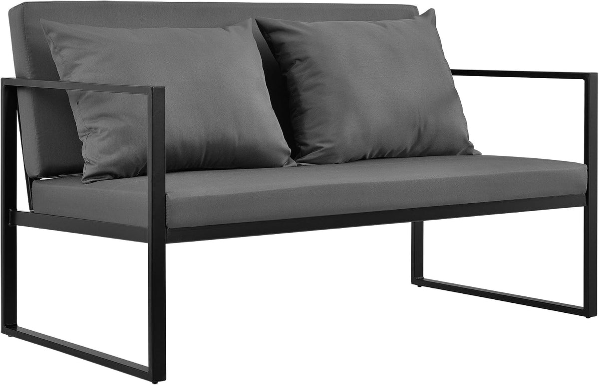 Sofa 70 114 60 Gartenbank 'Lerum' x x cm Garten, Bank Parkbank Sitzbank Lounge Eisen Schwarz/Dunkelgrau, casa.pro