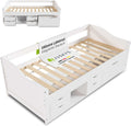 Kinderbett 90x200 Funktionsbett Nalu cm - Holz Bett mit Lattenrost & Schubladen - Stauraumbett für Kinder - Jugendbett, Gästebett - Weiß, Juskys