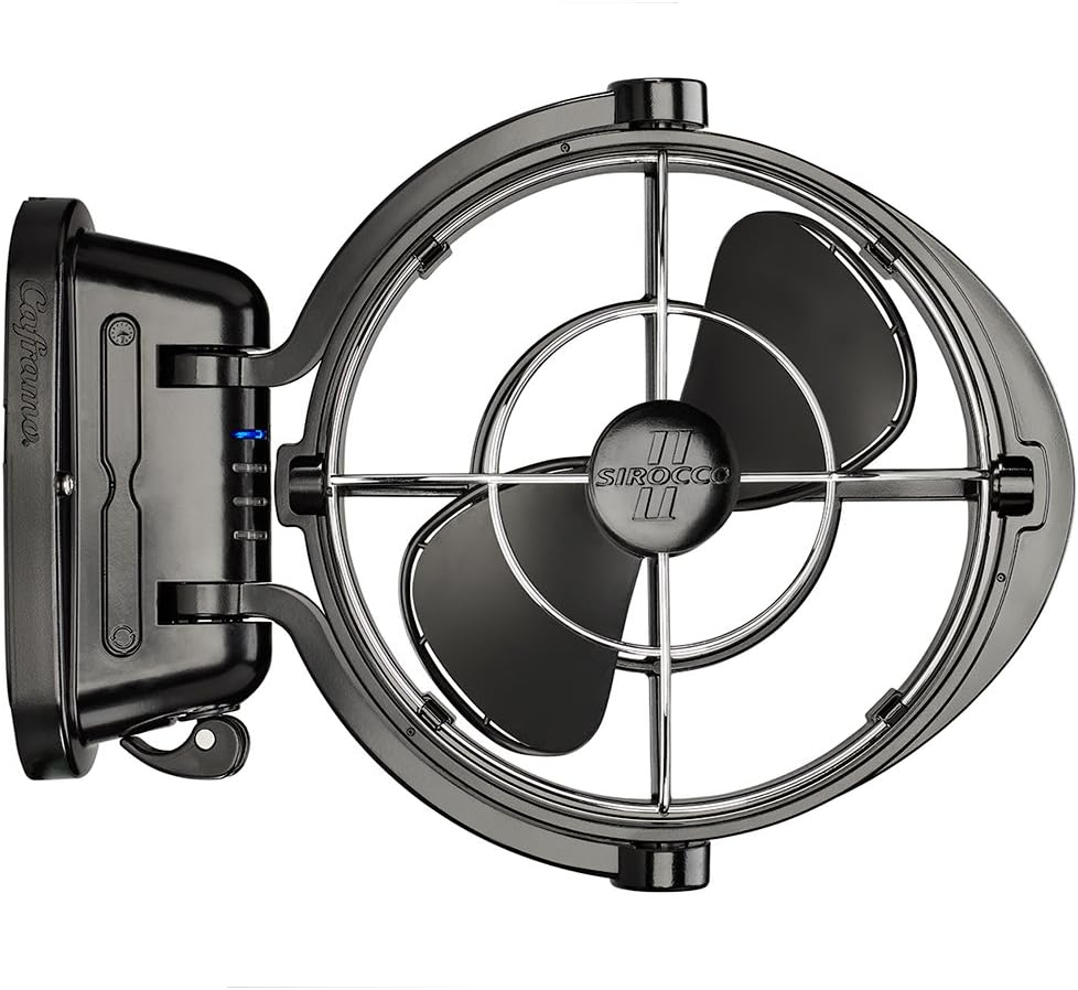 SEEKR Bodengebläse, Sirocco II, 7010CABBX, 3-Geschwindigkeit, 360 Grad Luftstrom, Direktdraht-Kardanventilator, 125/185 CFM, 12/24V, schwarz, 17