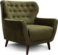 Sofa, Sessel Abby/Retro-Polstersessel im Samt-Look mit Knopfverzierung/87 x 89 x 88/Samtoptik, grün, CAVADORE