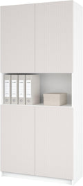 Vladon Homeoffice-Schränke, Büroschrank Rivo, Made in Germany, Aktenschrank mit 4 geriffelten Türen & Soft-Close, Aufbewahrungsschrank für Büro