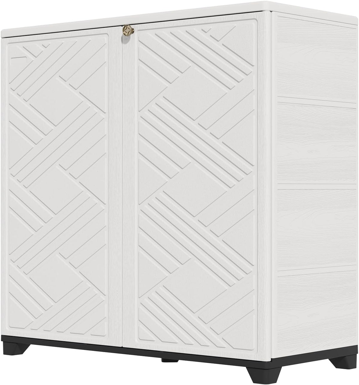 Regal 1 Aufbewahrungsschrank für den Innen- und Außenbereich mit Türen und, 86, 4 × 38, 4 cm, HDPE-Kunststoff, Aufbewahrungsbox für Terrasse, Garten
