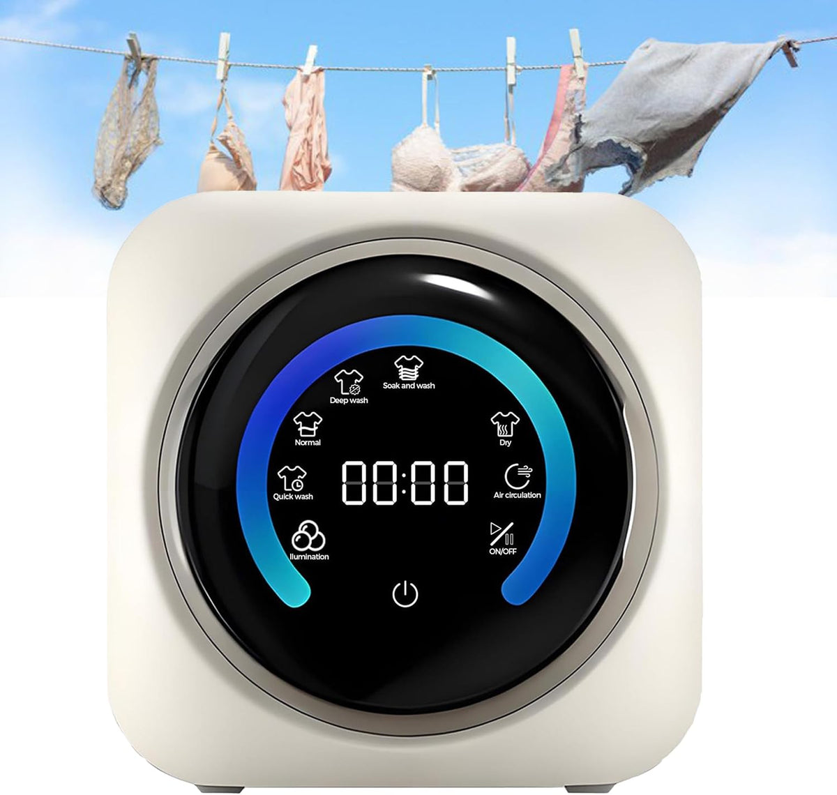GSHSHOU Tragbare wandmontierte vollautomatische Frontlader- Waschmaschine, mit LCD-Bedienfeld, Geeignet für kleine Kleidungsstücke