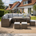 Gartenmöbel-Set, Polyrattan Gartenlounge Set 7-teilig für 8-10 Personen, Grau, LANOX