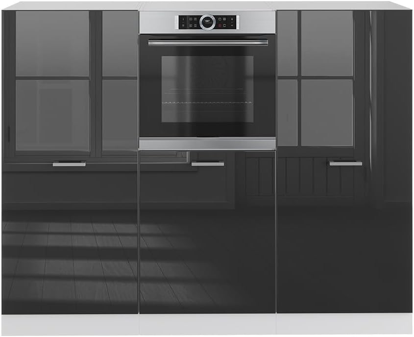 Vicco Küchenzeile, Küchenblock R-Line, Anthrazit Hochglanz/Weiß, 180 cm