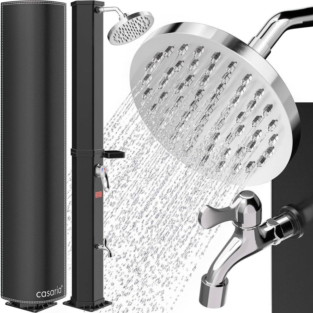 CASARIA Brausen & Duschen, Solardusche 60 Liter UV-beständig inkl. 105GSM Abdeckung