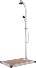 vidaXL Brausen & Duschen, Gartendusche mit Brauner Bodenplatte 220 cm Aluminium