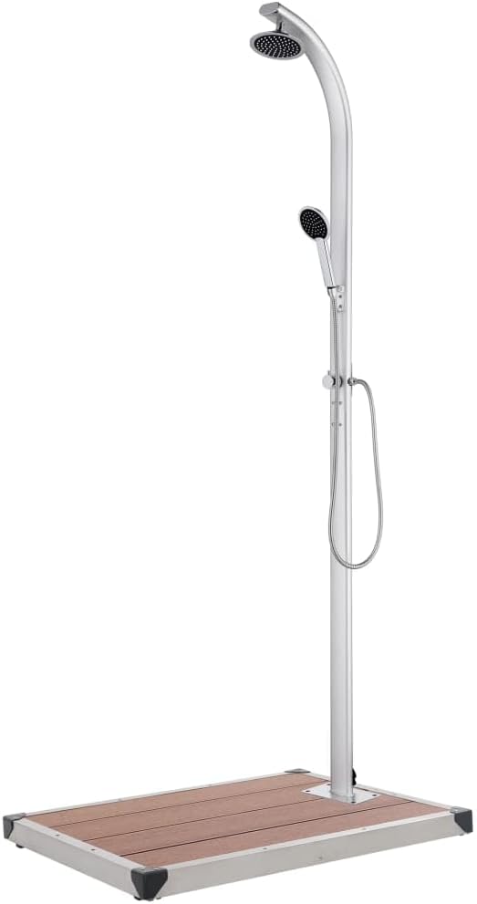 vidaXL Brausen & Duschen, Gartendusche mit Brauner Bodenplatte 220 cm Aluminium