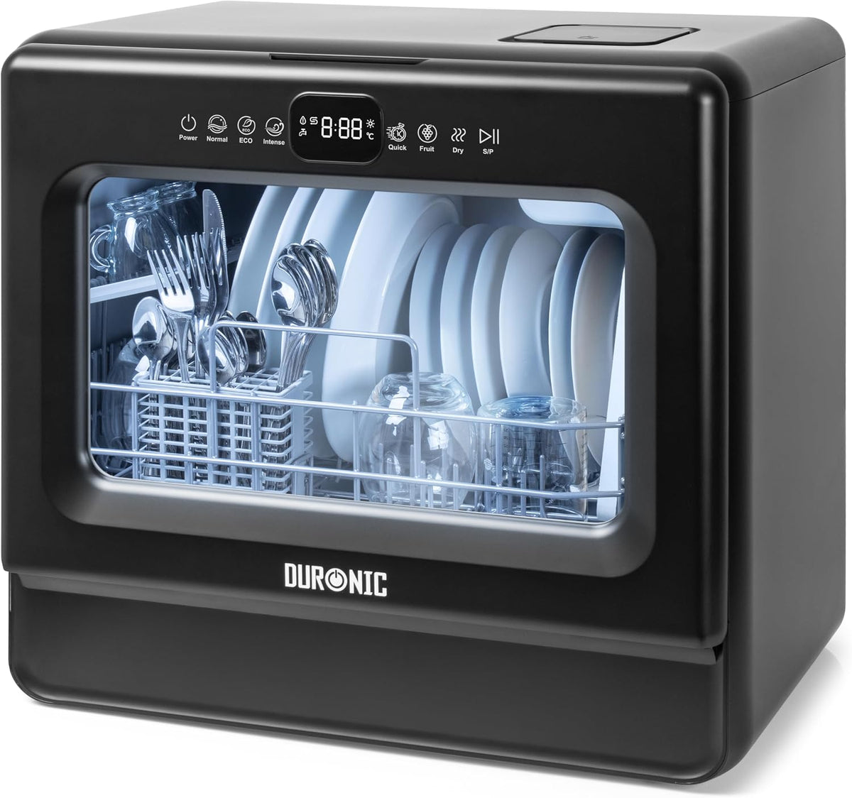 Tischgeschirrspüler, DW10 BK Spülmaschine, Mini Geschirrspüler für bis 6 Personen, Duronic