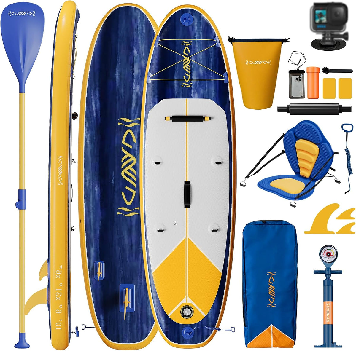 Devoko SUP-Board, Stand Up Paddling Board Aufblasbar, mit Anschluss für Kamerahalterung