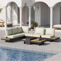 Sofa, 6-Sitzer Garten Lounge Set mit Aluminiumrahmen und Teak, Homary