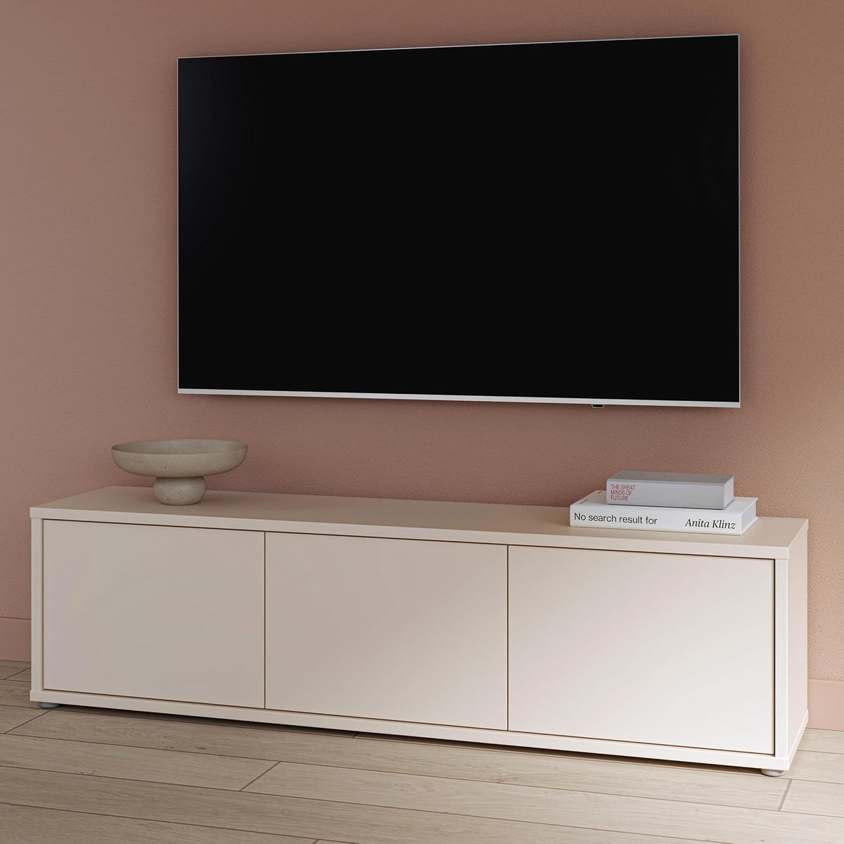 TV-Lowboard, Alice Springs TV-Schrank 150 160, modernes Lowboard mit 3 Türen, Wohnzimmer, Holzwerkstoff, Kaschmir/Beige, 154, 2 cm breit x 41