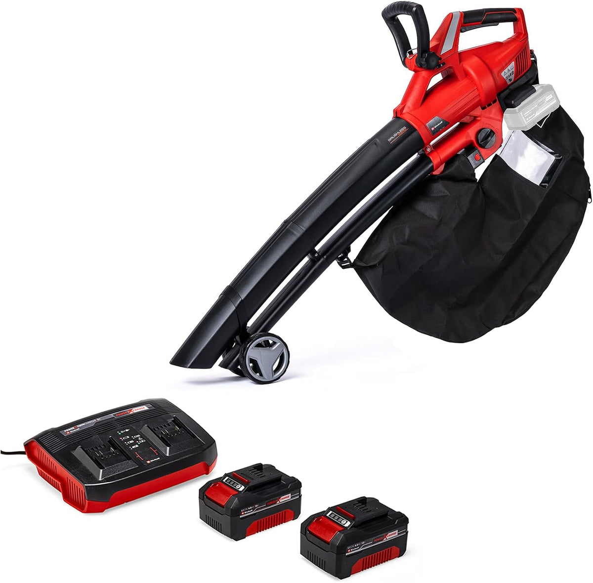 Einhell Laubsauger Laubbläser, GE-CL 36 Li E Power X-Change (Lithium-Ionen, 2 × 18 V, 210 km/h Luftgeschwindigkeit, bürstenloser Motor, 45 l-Fangsack