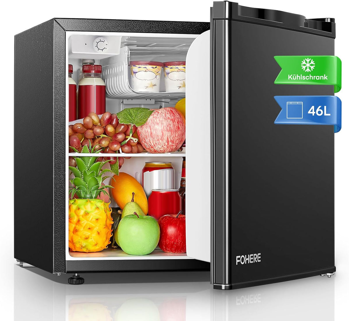 Mini-Kühlschrank, Leise & Energiesparend, 7 Temperaturregelung, FOHERE