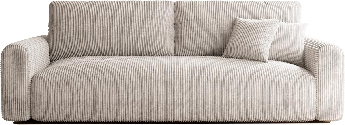 Sofa Schlaf, 3 Sitzer mit Bettkasten 244 × 98 cm Beige, IDOHOME