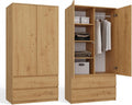 Kleiderschrank, 90 cm breit Zweitüriger Flurschrank mit 2 Schubladen, CDF