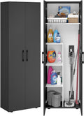 Bellamio Midi- & Hochschränke, Apol Besenschrank 60 cm breit, Schwarz, Staubsaugerfach, Stauraum