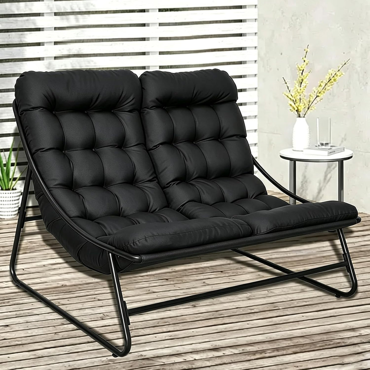 Liege Doppel, Outdoor 2 Personen, Sonnenliege 2 Personen, Gartenliege Extra Hoch, Loungesessel Outdoor, Liegestuhl Garten, Relaxliege Outdoor