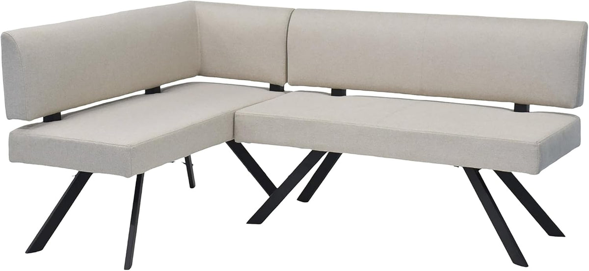 Bänke & Eckbankgruppen, Eckbank Toronto, Taschenfederkern, Bezug in Taupe, Gestell schwarz, byLIVING