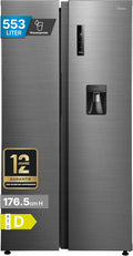 Midea Kühl-Gefrierkombination, 553 L Side-by-Side Kühlschrank mit Wasserspender und 3L Wassertank