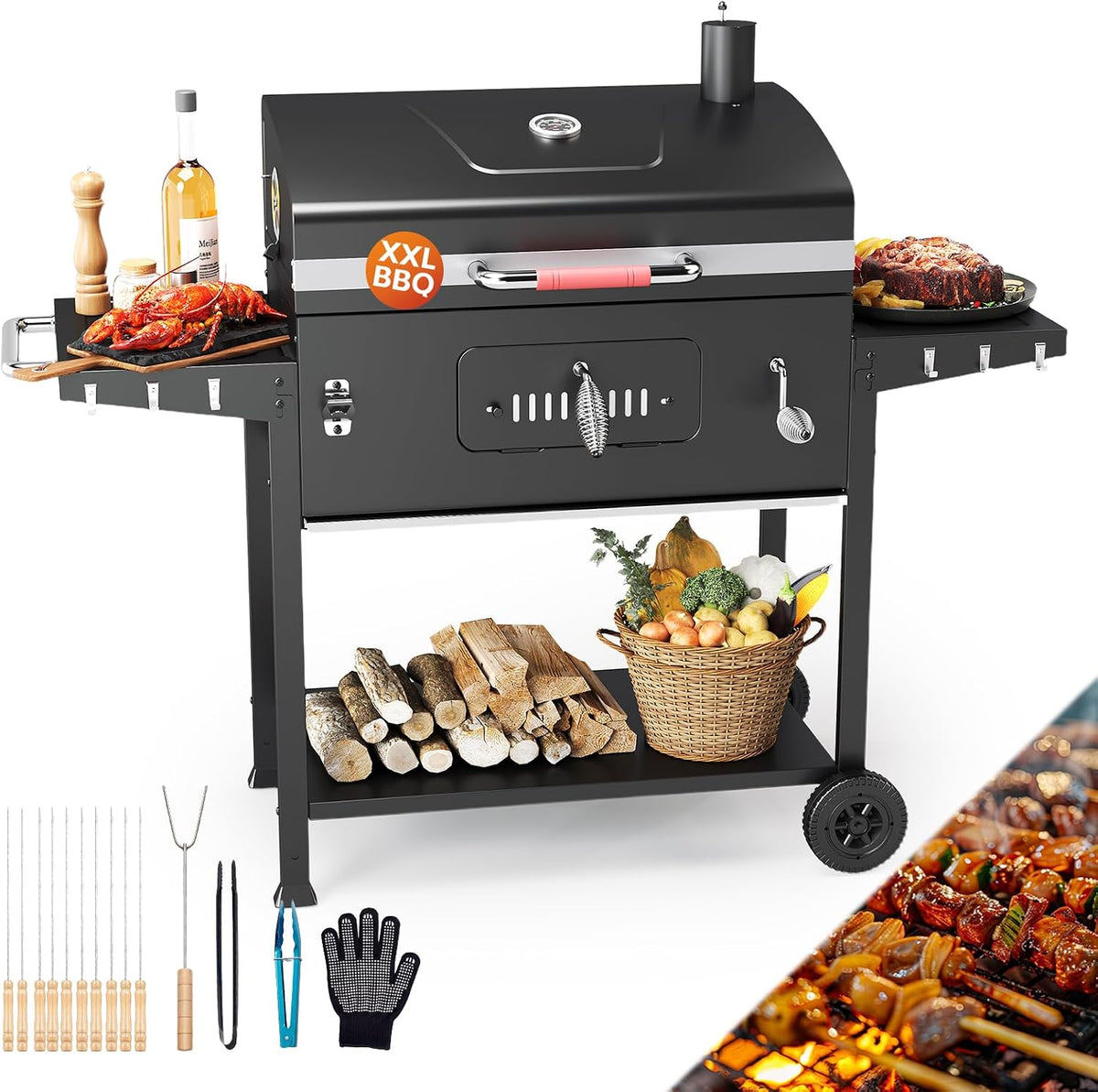 TRIUMPHKEY Grillwagen,   Grillwagen Smoker Holzkohlegrill