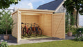 Chillroi Fahrradhalter- & -ständer, Karibu Fahrradgarage aus nordischer Fichte für 4 Fahrräder, Wetterfest, 6 m² Grundfläche