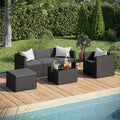 Gartenmöbel-Set, Zethora Rattan Gartenmöbel 4-TLG., 5 Personen, Schwarz/Anthrazit, STEELSØN
