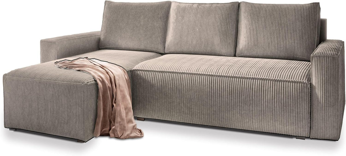 Sofa Eck, POTARO mit Schlaffunktion L-Form, Sofa mit Bettkasten, Wohnzimmersofa, Couch, Soffa, Bettsofa, POSO 02, Masseno