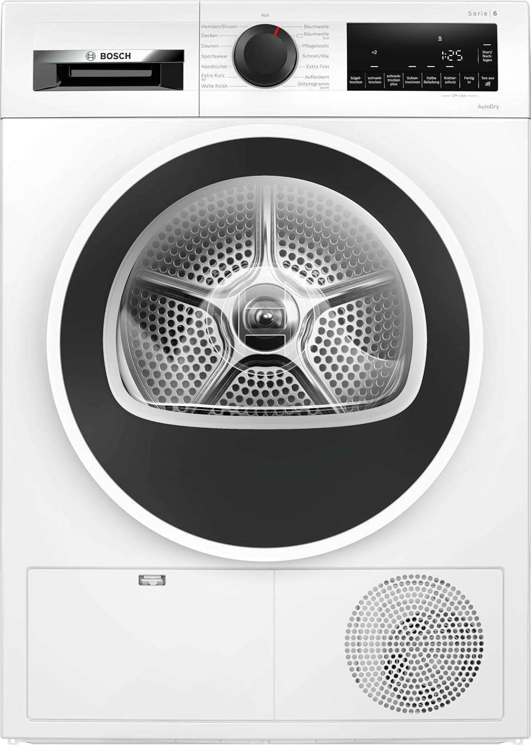 Bosch Wärmepumpentrockner, für 9 kg Wäsche, Serie 6, 259 kWhJahr, Auto Dry, Anti Vibration-Design, Sensitive Drying-System, Kältemittel, Weiß