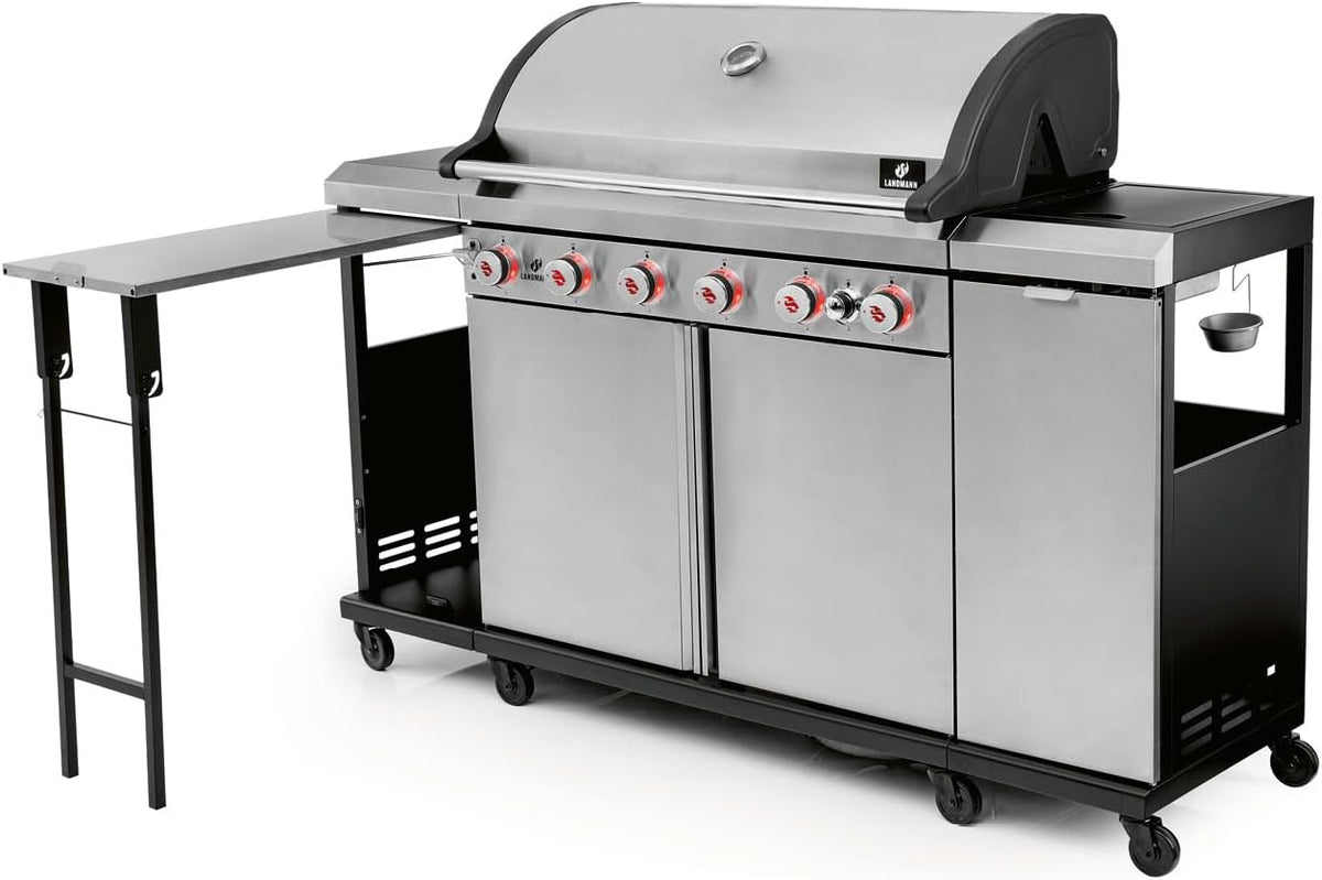 Landmann 6.1 Gasgrill Grillwagen, mit 6 Brennern, MaxX-Zone, großer Grillfläche & Gusseisenrosten