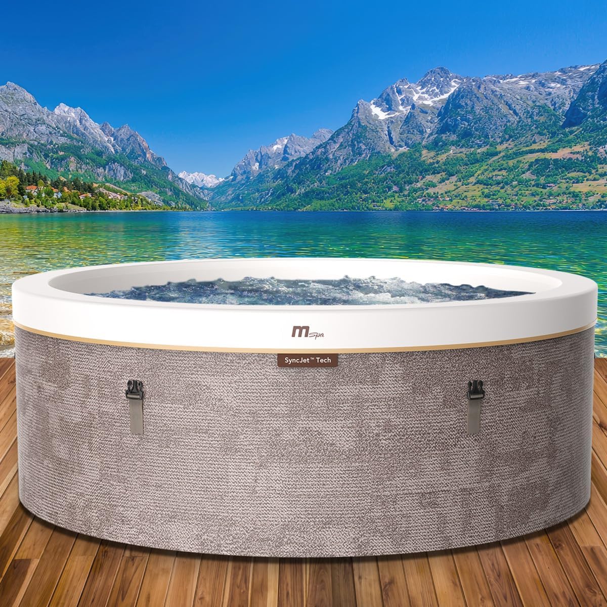 BRAST Whirlpool-Badewanne, Whirlpool MSpa Cocoon für 6 Personen mit Schaumstruktur, Ø180x65cm