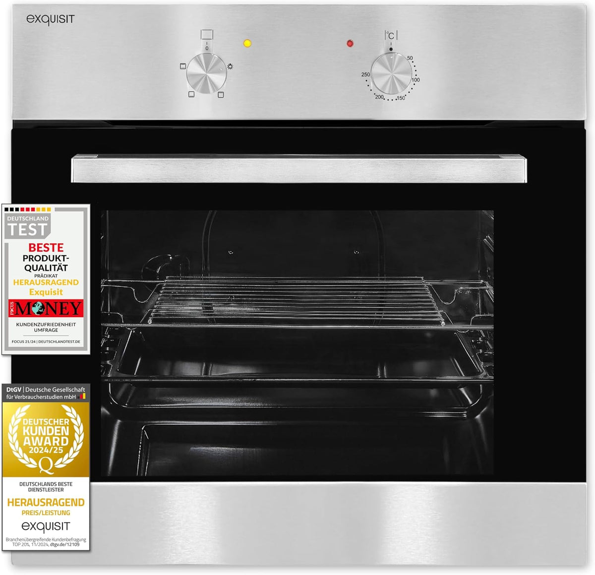 Exquisit Einbau Backofen, EBE 455-1.1 - 62 l, Energieklasse A, 2200 W