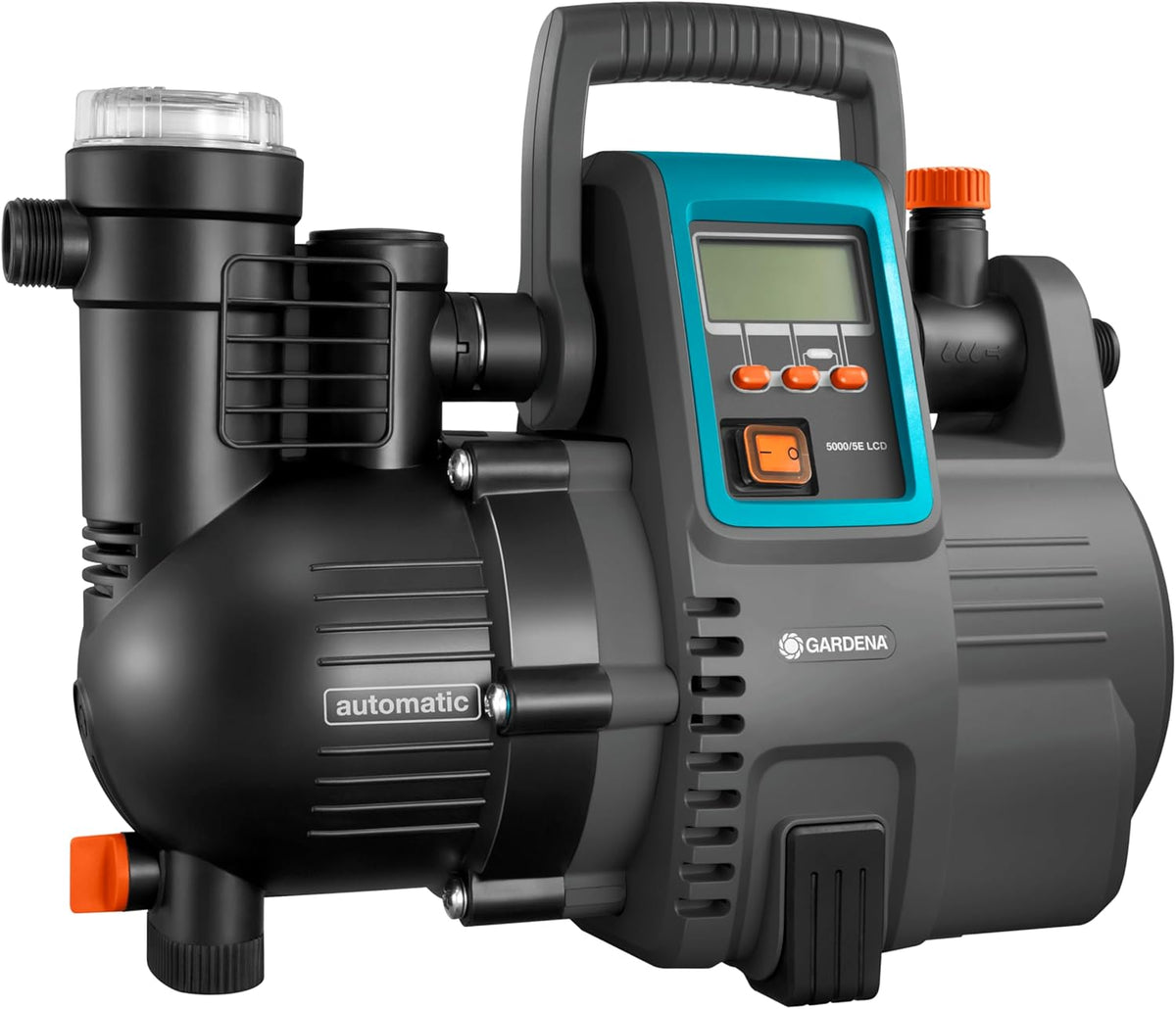 Gardena Wasserpumpen & Zubehör, Comfort Hauswasserautomat 5000/5E LCD: Hauswasserpumpe mit LC-Display, energiesparend, Fördermenge 5000 l/h