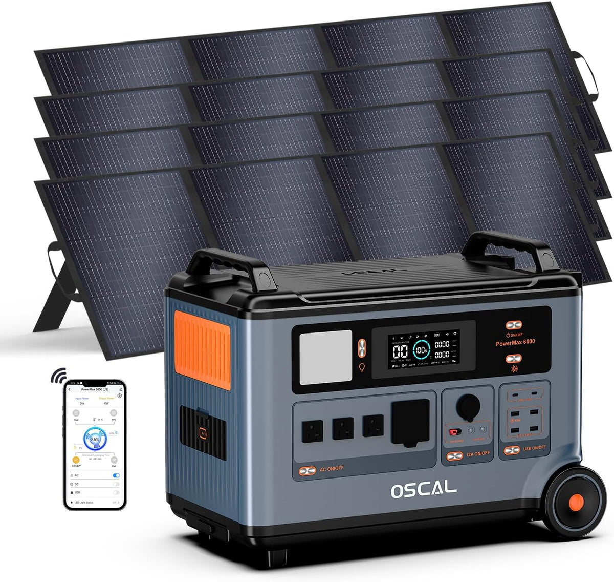 Solstark 6000 PowerMax Tragbare Powerstation, 3600Wh, 6000W Solargenerator für Haus