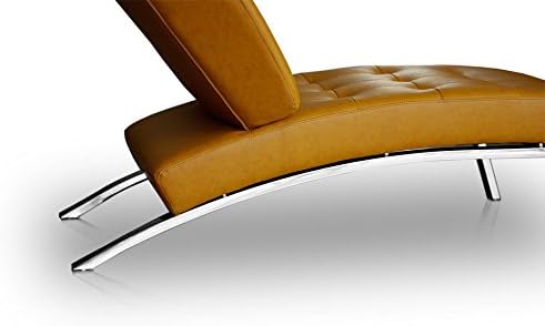 Relaxsessel, Bauhaus Daybed Chaiselongue Lounge-Sessel Relax Liege Couch Sofa Echtleder, Fuß Edelstahl poliert. Abbildung in Leder Hellbraun (Cognac)