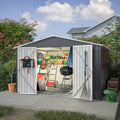 Thanaddo 300x250x191 Gerätehaus Metall Groß Geräteschuppen cm mit Fundamentrahmen Wetterfest Gartenhaus, mit Belüftungslöcher & Abschließbarer Tür