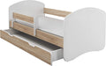Kinderbett, 180 × 80 cm Eiche Sonoma mit mit Matratze und Lattenrost - Juniorbett mit Rausfallschutz, Belastbar bis 120 kg, Variante mit Schublade