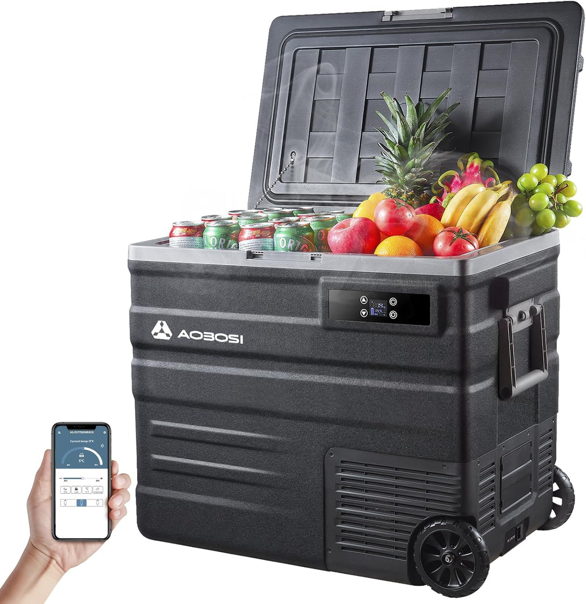Kühlschrank, 65L Kompressor Kühlbox mit APP, -20°C bis +20°C, AAOBOSI