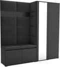 Brent Komplettprogramme, - Flurgarderobe Luton 4, Garderobe Set: Schuhbank mit Sitzfläche, Garderobenpaneel, Garderobe mit Spiegel, Flur Möbel