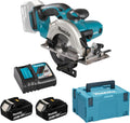 Makita Kreissägen, (18 V/5 Ah, 2 Akkus und Ladegerät im Makpac), DSS501RTJ, Schwarz, Blau