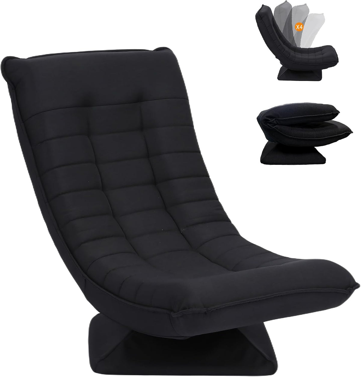 Relaxsessel, Bequemer Bodensessel mit 4 Fach Verstellbarer Rückenlehne, 360° Drehfunktion Klappmechanismus, 13cm Polster