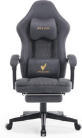 Fizzin Gaming-Stühle, Pizzin Gaming Stuhl, ergonomisch, höhenverstellbar, mit Fußstütze, Schwarz