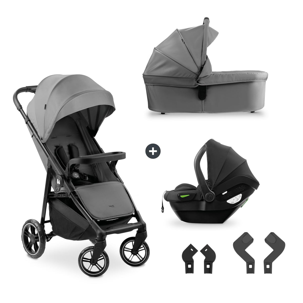 hauck 3in1 Kinderwagen, Set Shop N Care Trio Set inkl. Buggy, Babywanne, Babyschale ab Geburt bis 22 kg, Klein Zusammenklappbar, Liegefunktion