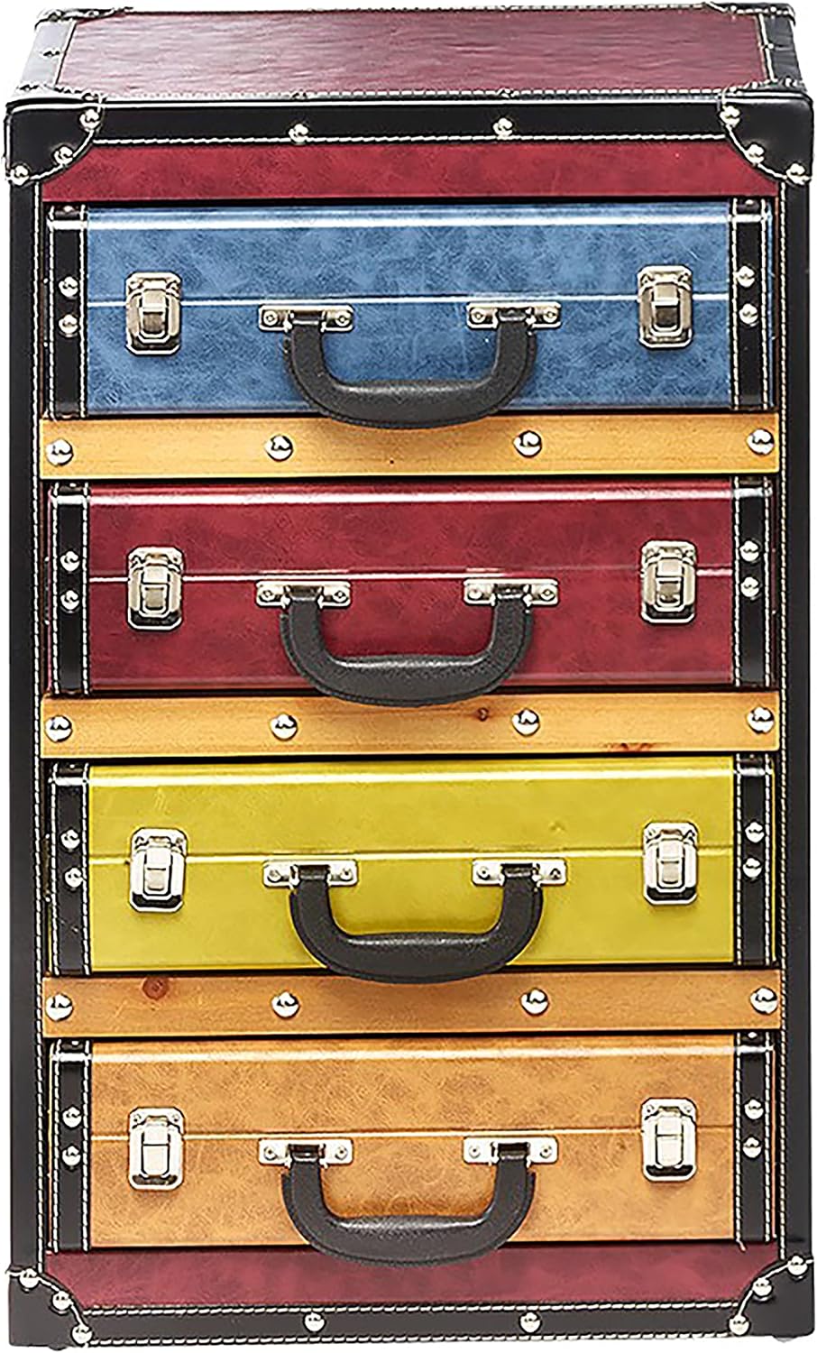 Kommode, Regal in Kofferoptik 4 Fächer Kunstleder 40 × 30 × 63 cm Bunt, Kobolo