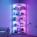Lvifur Glasvitrine, 175cm 5-Lagen Eckvitrine mit Menschlicher Sensor & Glastüren, Weiß